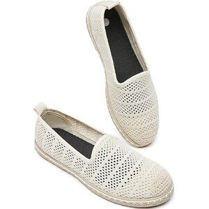 Babudog Size 9 Loafers Womens Mesh Flats Slip-On Beige Lightweight Design